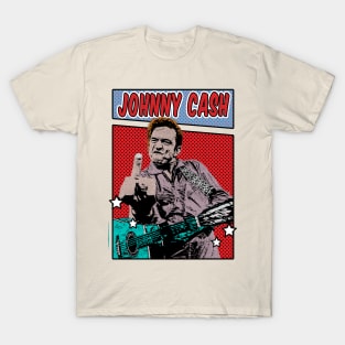 Johnny Cash middle finger Pop Art Comic Style T-Shirt